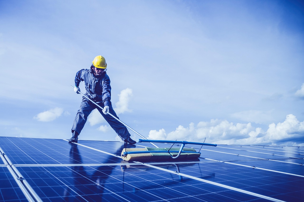 man, solar panel, rooftop, cleaning, work, job, solar panel system cleaning, solar, solar panel, solar panel, solar panel, solar panel, solar panel